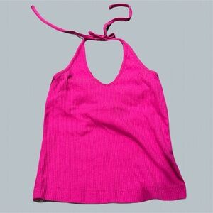 Hot Pink Halter Top Magenta old navy small drawstring cropped shirt summer purpl